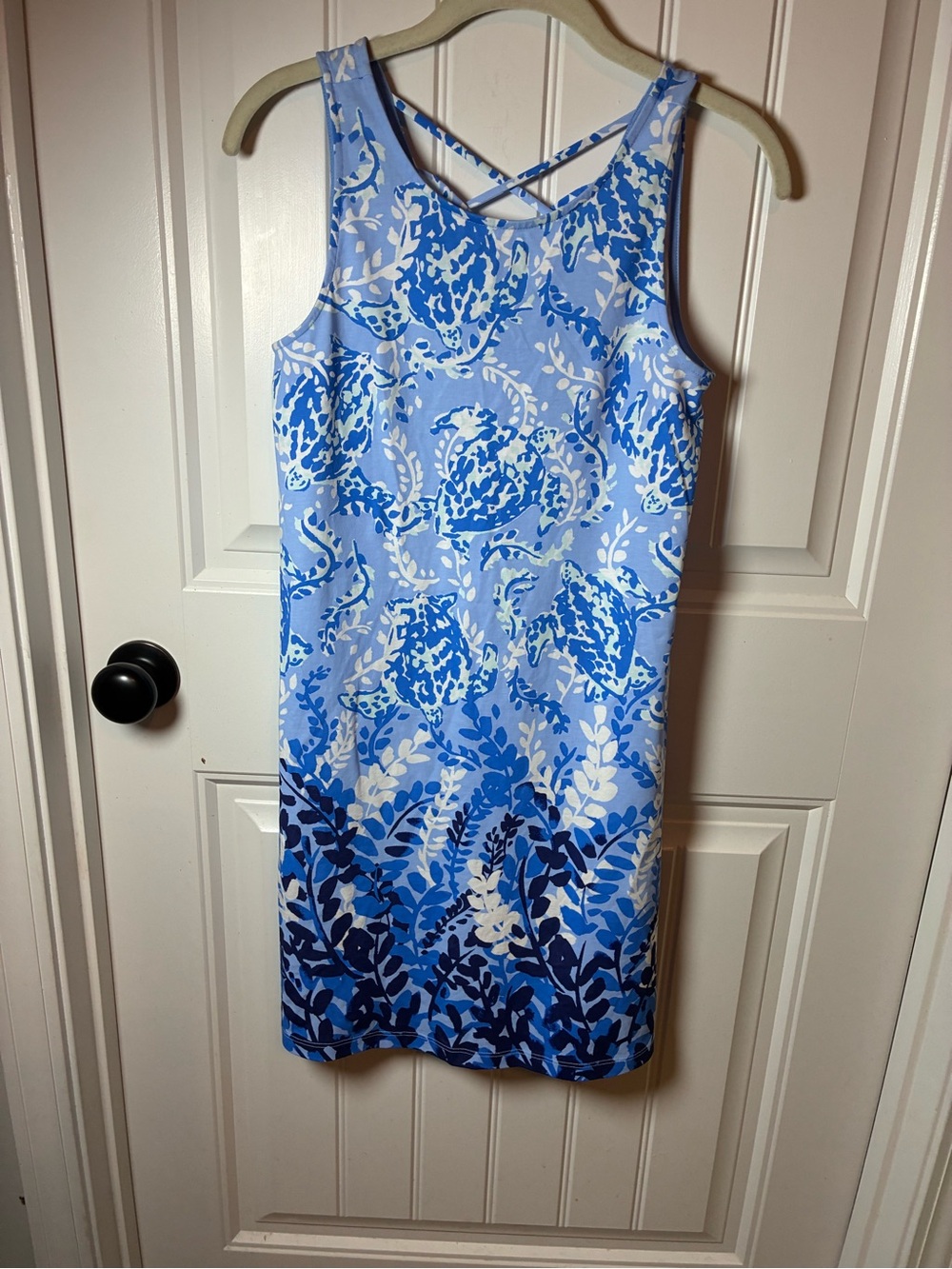 Lilly Pulitzer Blue and White Floral Mini Dress with Crisscross Straps